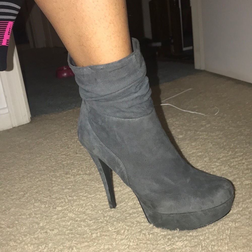 Aldo grey platform heel boots
